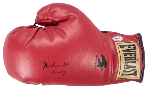 Muhammad Ali/Cassius Clay Double Signed Autographed Red Everlast Boxing Glove (PSA/DNA)